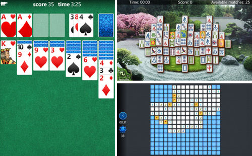Pasjans, Saper i Mahjong na Windows Phone 8